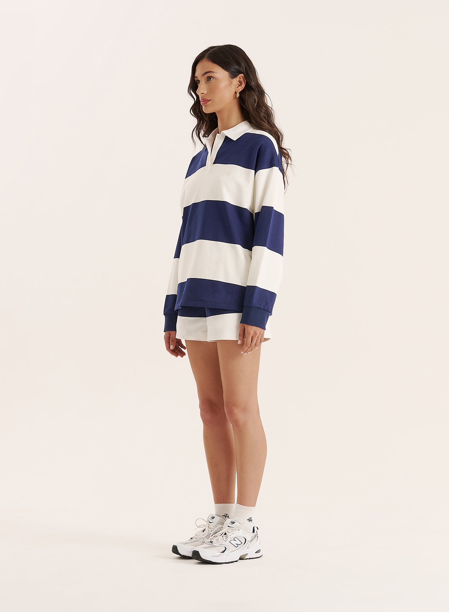 Navy And White Stripe Rugby Top